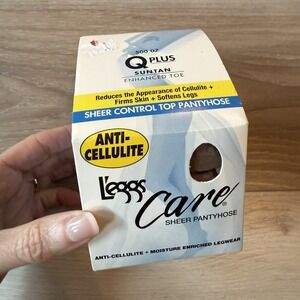 L'Eggs Women's Care Control Top Sheer Toe Pantyhose‎ Vintage Size Q Plus Suntan